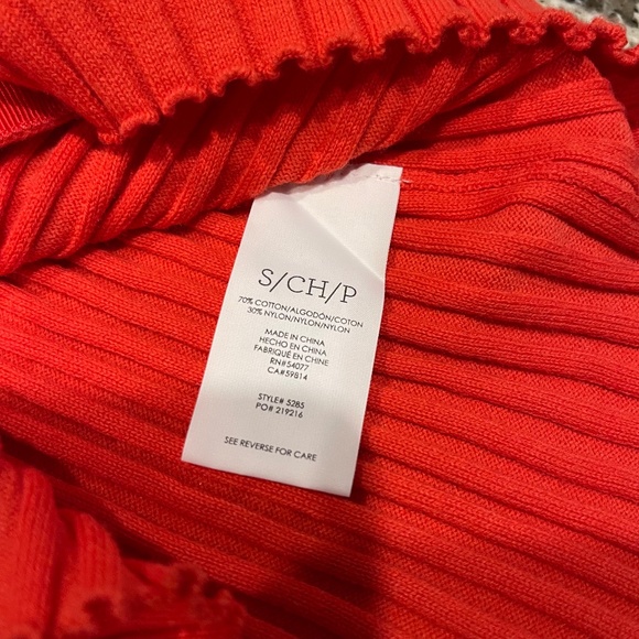 CAbi- Trumpet Cardi- Small- orange/coral trumpet sleeve rib knit - Picture 11 of 15